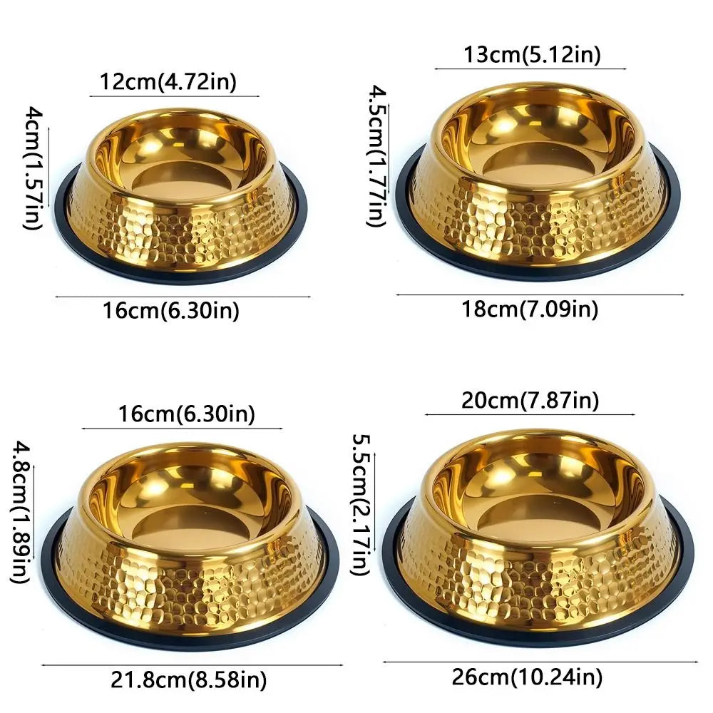 Gold Plated Stainless Steel Pet Bowl